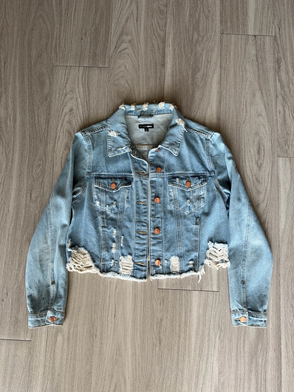 Distressed Cropped Denim Jacket